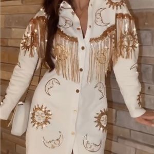 Adorable QOS cowgirl White Sun and Moon dress